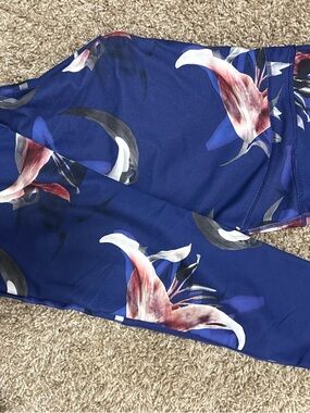 Floral Blue Athletic Leggings